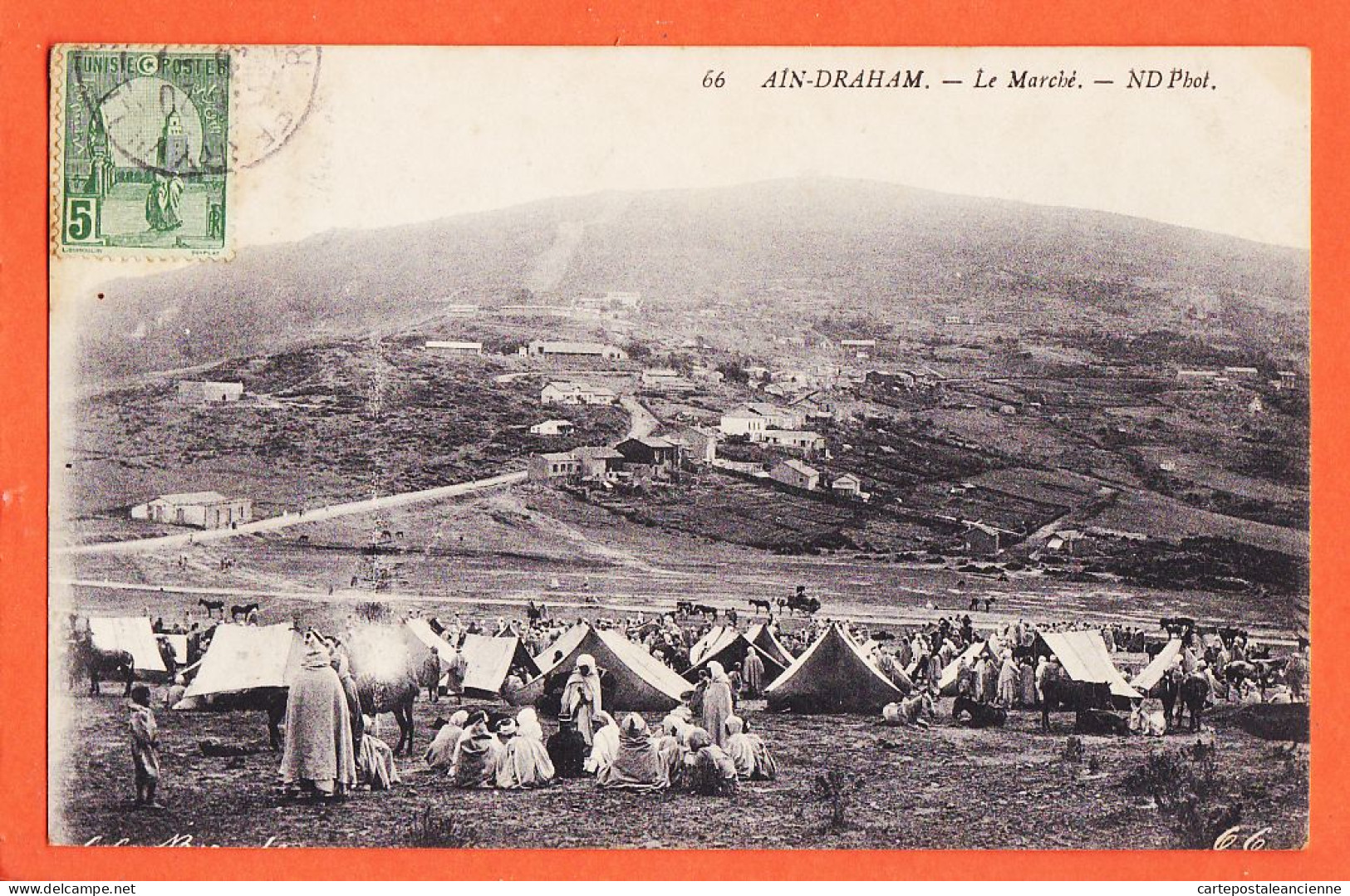 07893 ● AIN-DRAHAM Le Marché 28 Juillet 1909? Achille BAUX à Sa Soeur Eugénie Remerciement à CROUZET / NEURDEIN 66 - Tunesien