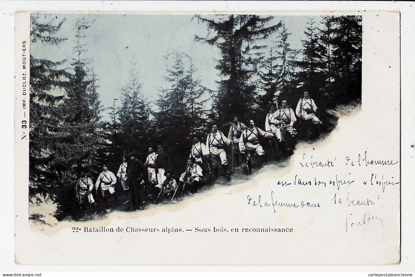 07832 ● 22em Bataillon De Chasseurs Alpins Reconnaissance Sous Bois 190? à PIOLER Téléphoniste Avignon DUCLOZ N°33 - Regimientos