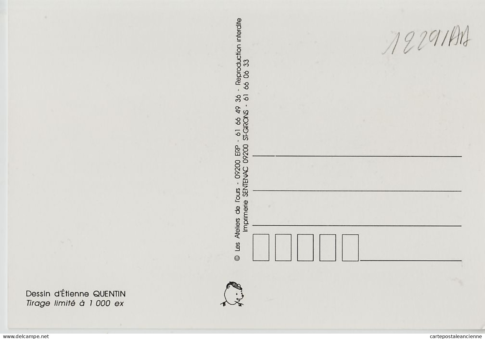 07776 / ⭐ Tirage Limite 1000 Exemplaires Etienne QUENTIN Illustrateur Dessin Montreur OURS 1980s Ateliers Saint-Girons  - Quentin