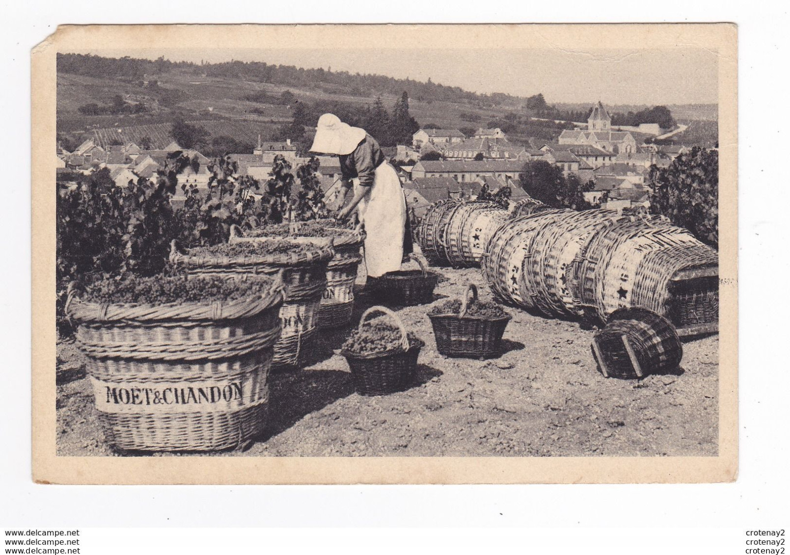 51 LE MESNIL SUR OGER Vers Epernay N°4 Scène De Vendanges MOËT & CHANDON Vin Vignes Paniers Raisin VOIR DOS - Epernay