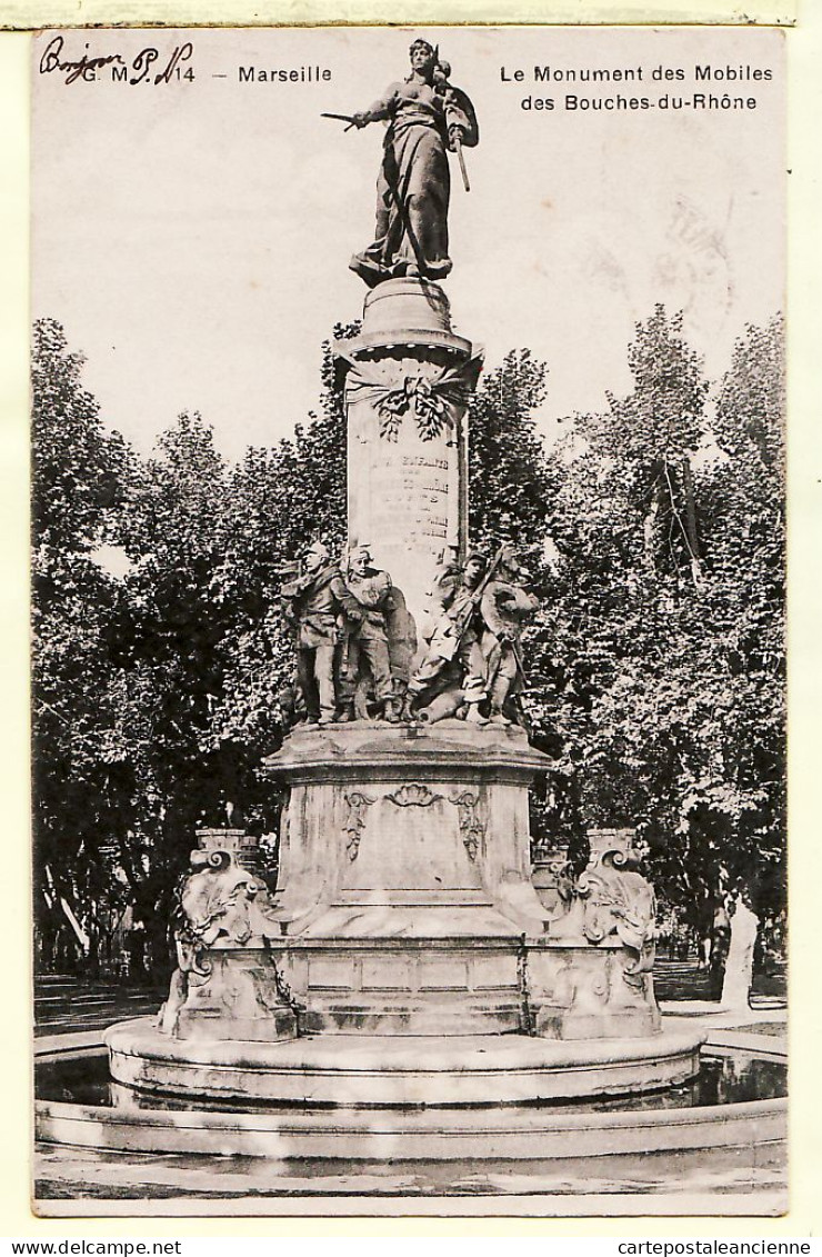 07925 / ⭐ 13-MARSEILLE Monument Des Mobiles 1870 Des Bouches Du Rhone 1905 à Jeanne BODIN Cote Or / G-M 14  - Monumenti