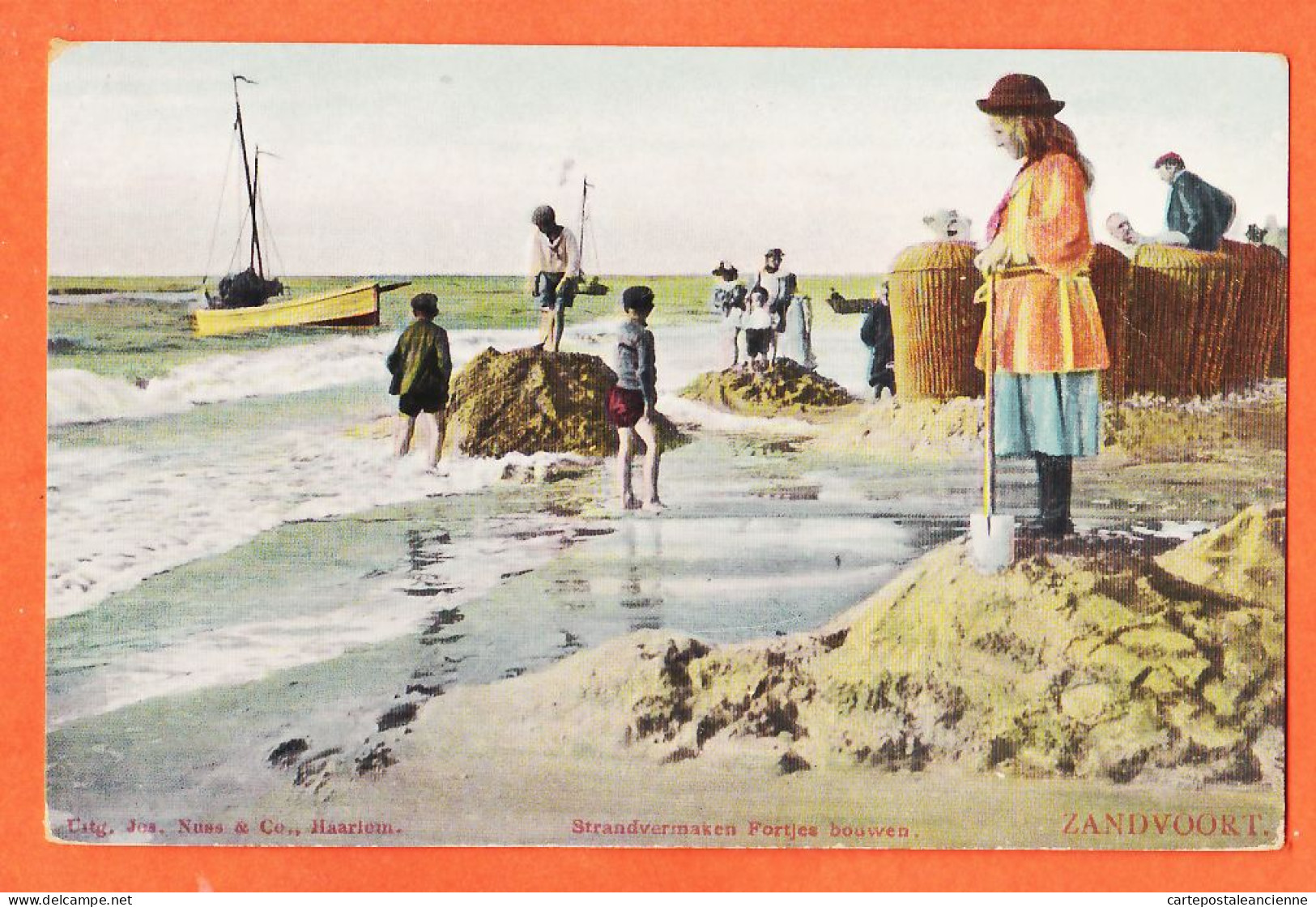 07562 ● ZANDVOORT Strandvermaken Fortjes Bouwen Jeux D'enfant Plage Chateau De Sable 1910s Jos. NUSS Haarlem Nederland - Zandvoort