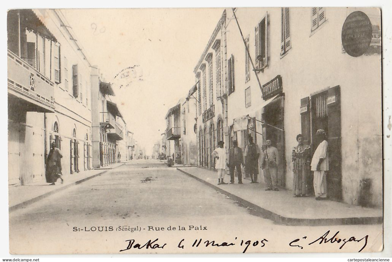 07753 / ⭐ SAINT-LOUIS St Epicerie RICHARD Rue De La PAIX A.0.F Senegal 1905 ROUGERIE Tampon Poste Bachellerie Dordogne - Senegal