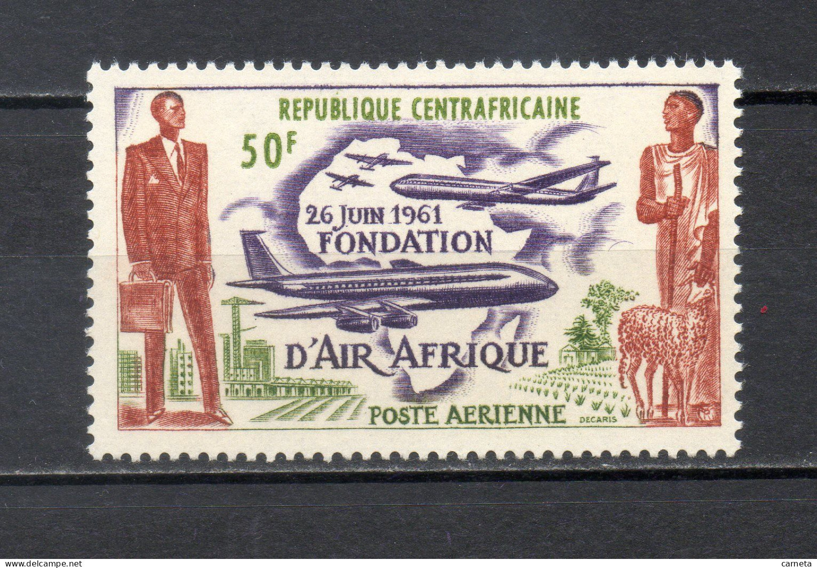 CENTRAFRIQUE PA N° 5   NEUF SANS CHARNIERE COTE 1.20€    AIR AFRIQUE AVION - Central African Republic