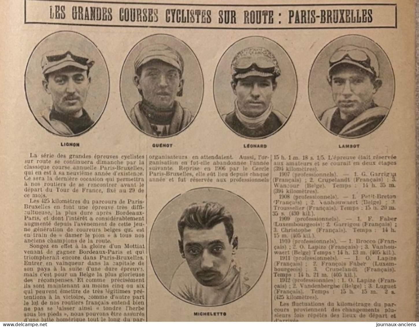 1913 CYCLISME - Les Grandes Courses Cyclistes Sur Route - PARIS = BRUXELLES - Revue LE PLEIN AIR - 1900 - 1949