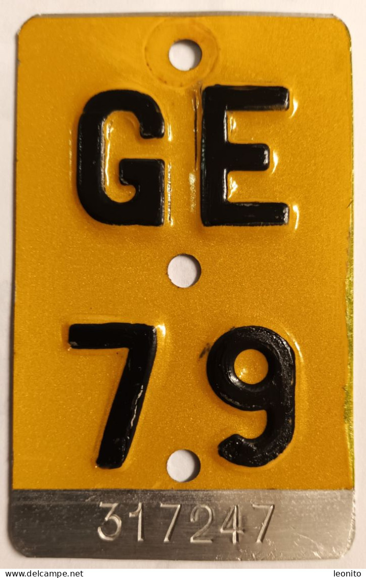 Velonummer Mofanummer Genf Genève GE 79, Gelb - Kennzeichen & Nummernschilder
