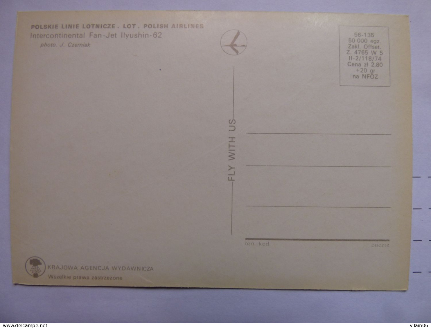 LOT   IL62    /   AIRLINE ISSUE / CARTE COMPAGNIE - 1946-....: Modern Tijdperk