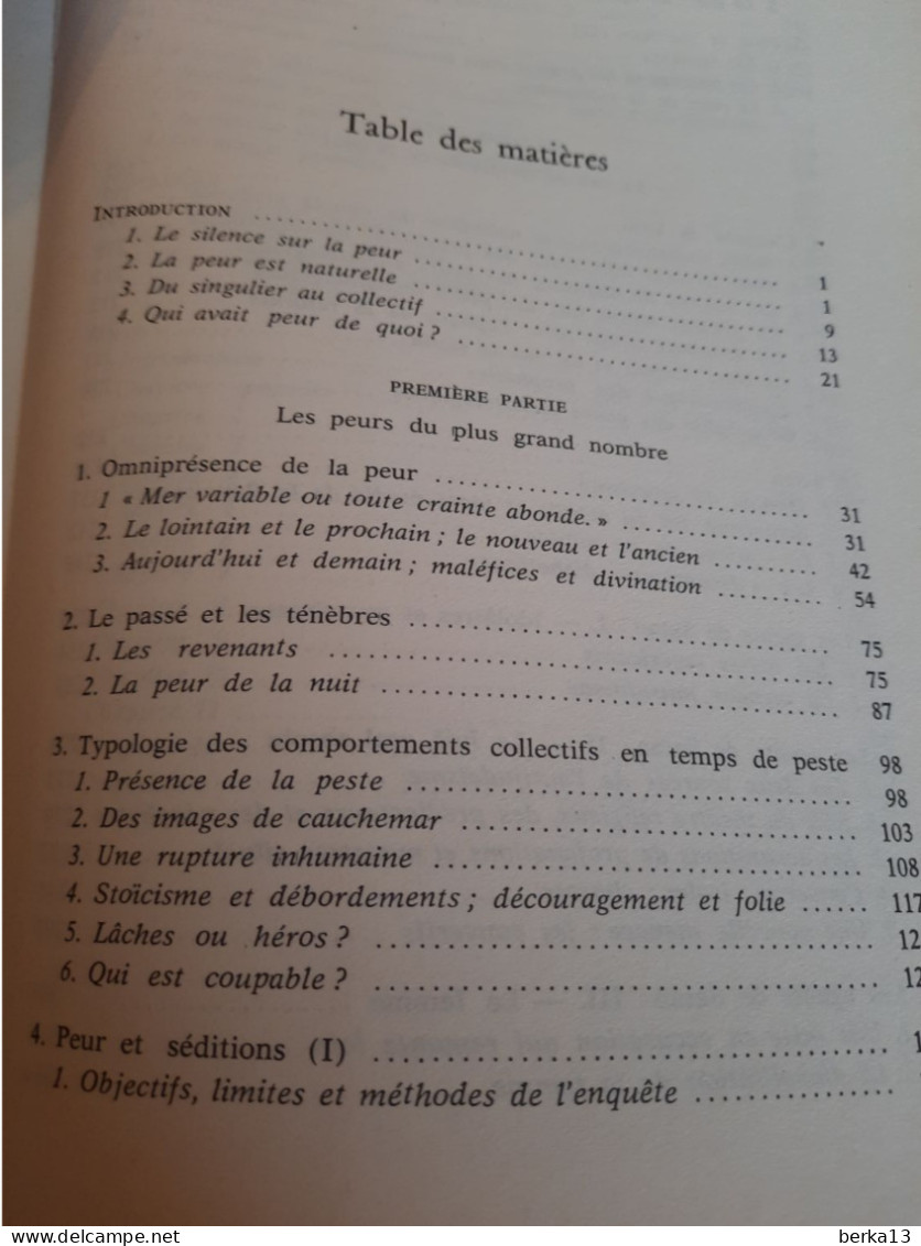 La Peur En Occident XIVe - XVIIIe Siècles DELUMEAU 1978 - Sociologie