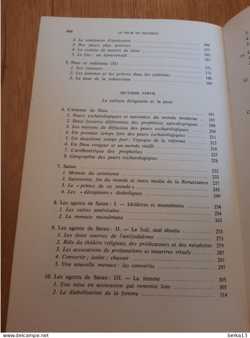 La Peur En Occident XIVe - XVIIIe Siècles DELUMEAU 1978 - Sociologia