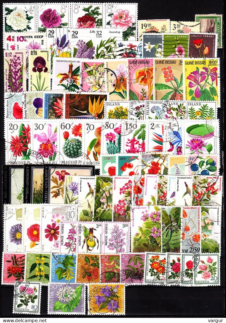 WORLD FLORA: Flowers Collection. Asia Africa Europe. Incomplete Sets / Mix, Used - Autres & Non Classés