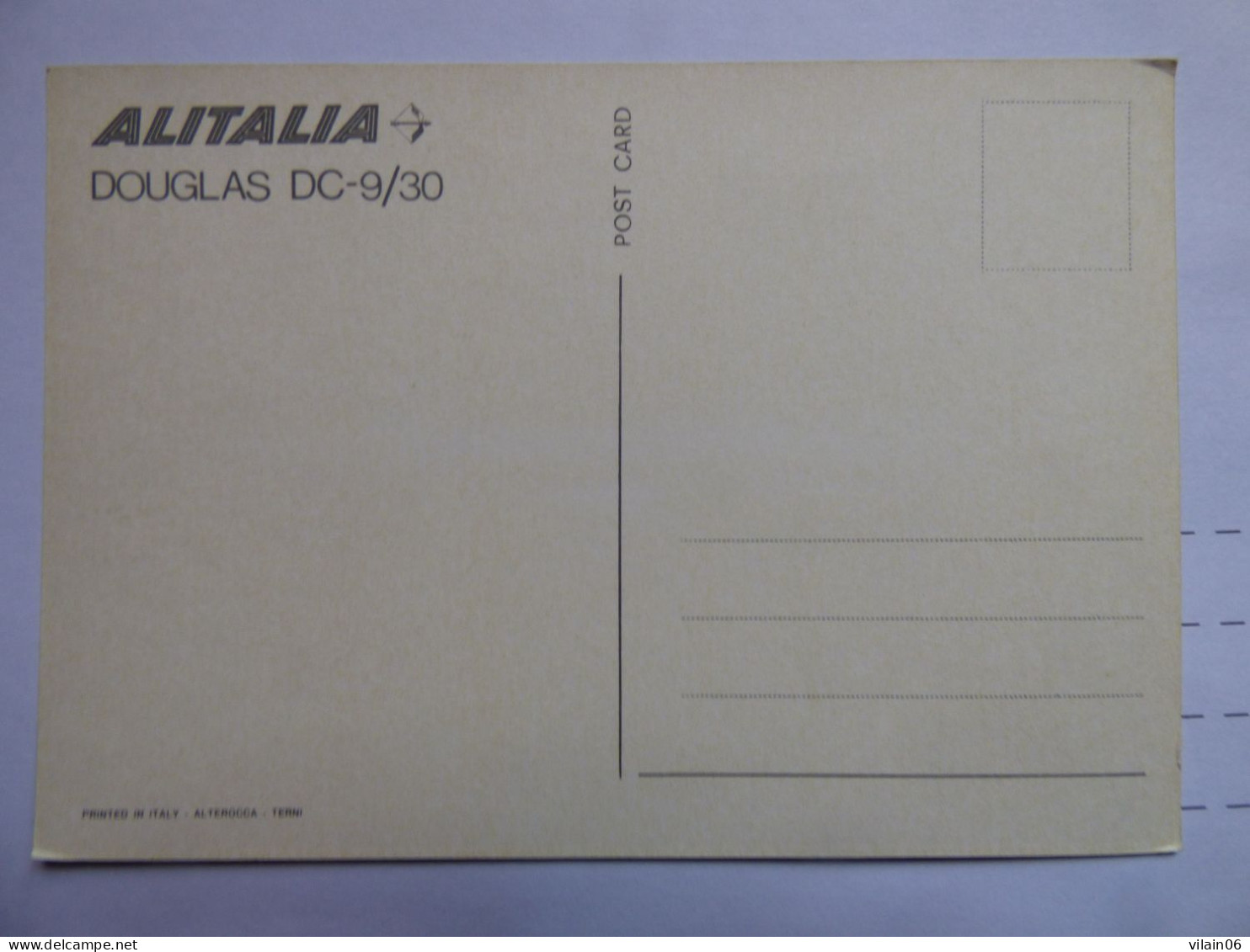 ALITALIA  DC 9     /   AIRLINE ISSUE / CARTE COMPAGNIE - 1946-....: Modern Tijdperk