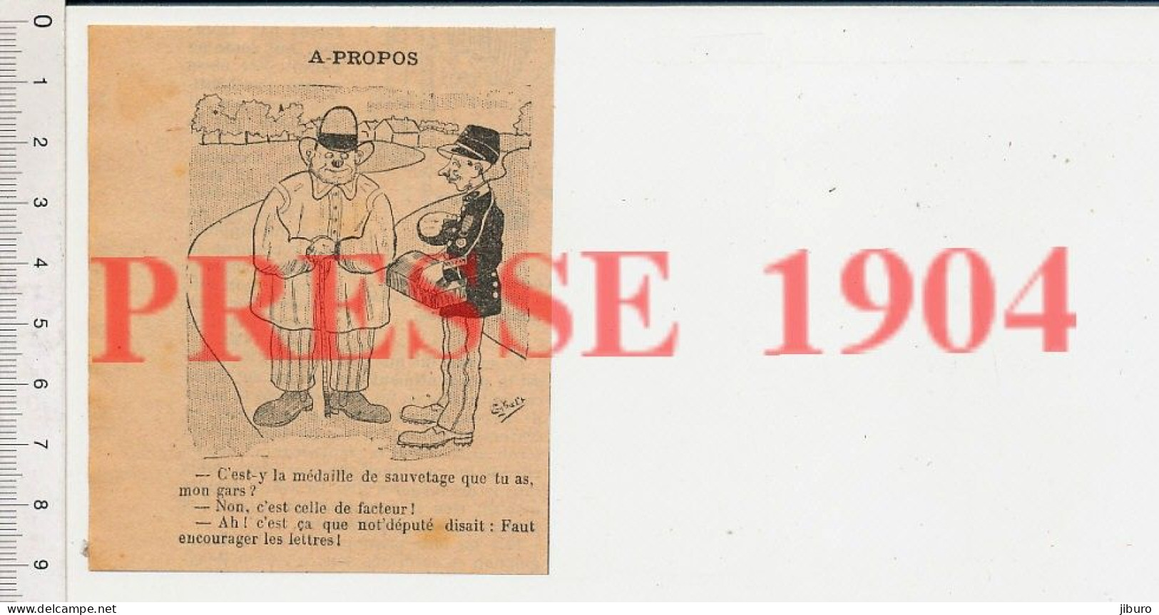 Humour 1904 Métier Facteur De La Poste En Tournée Avec Sa Médaille Sacoche = Encourager Les Lettres Instruction Publique - Unclassified