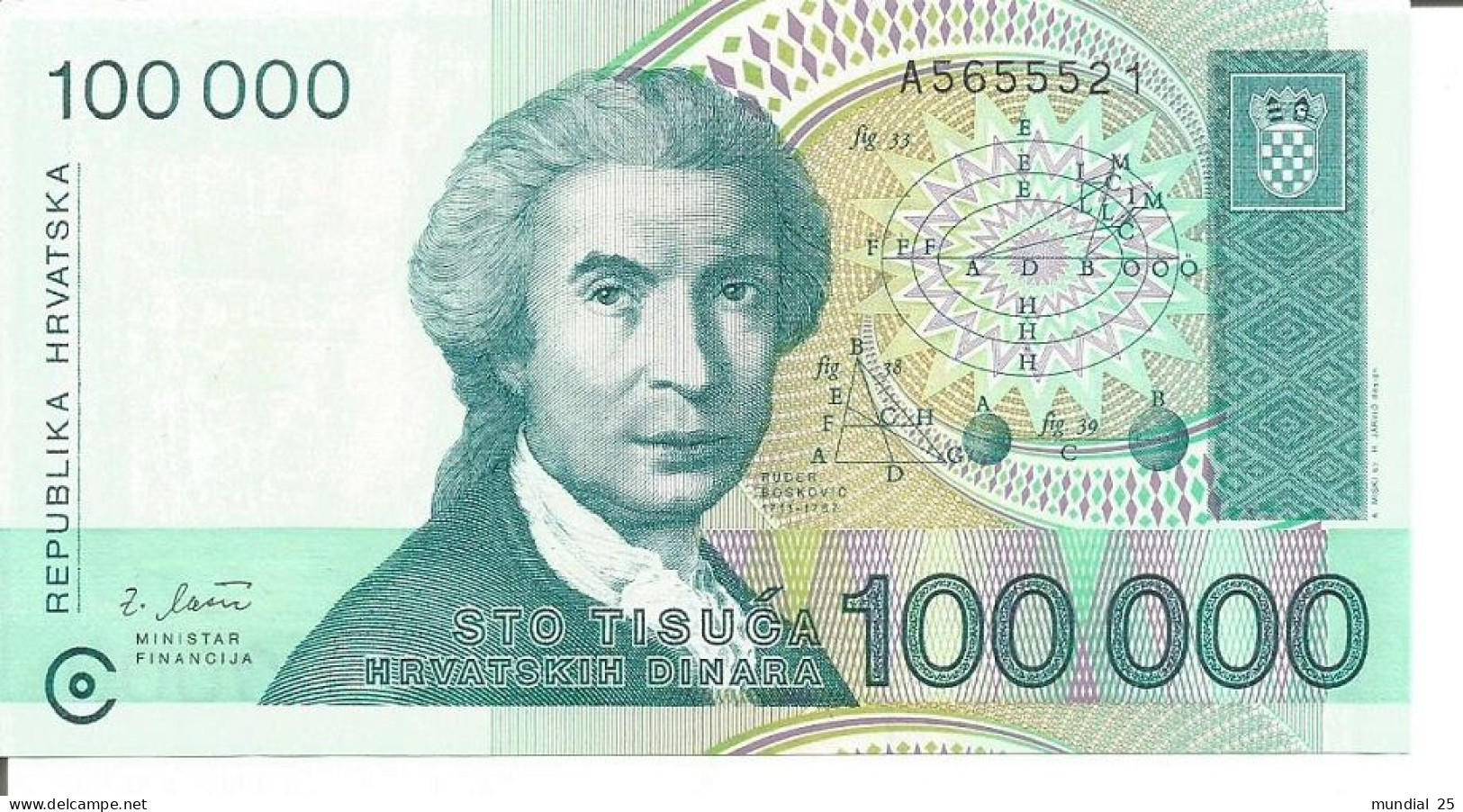 CROATIA 100.000 DINARA 30/05/1993 - Croacia