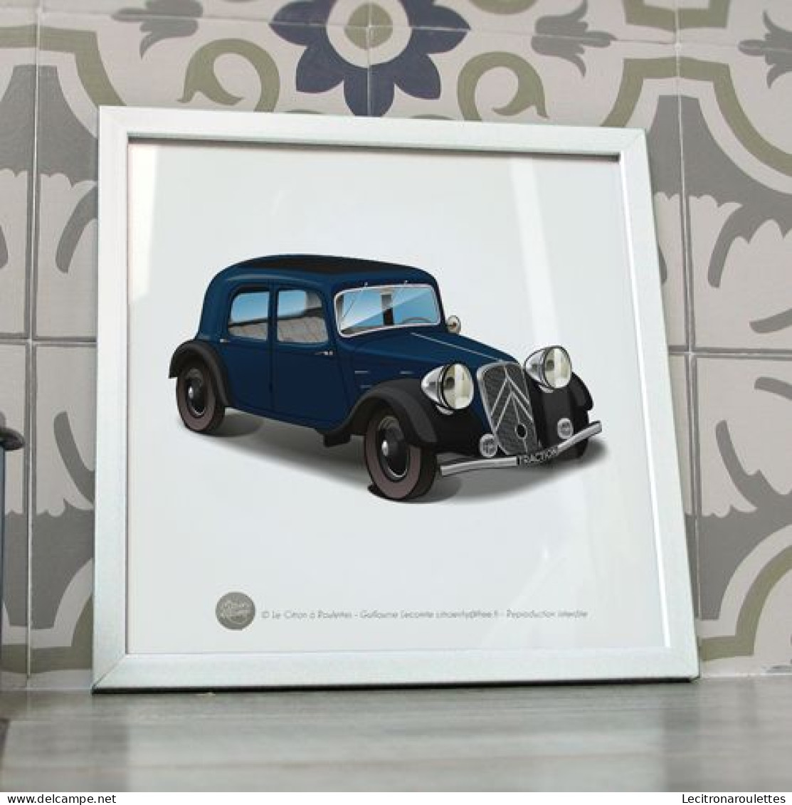 Poster Citroën Traction 7A 1934 Bleue Et Noire - Coches
