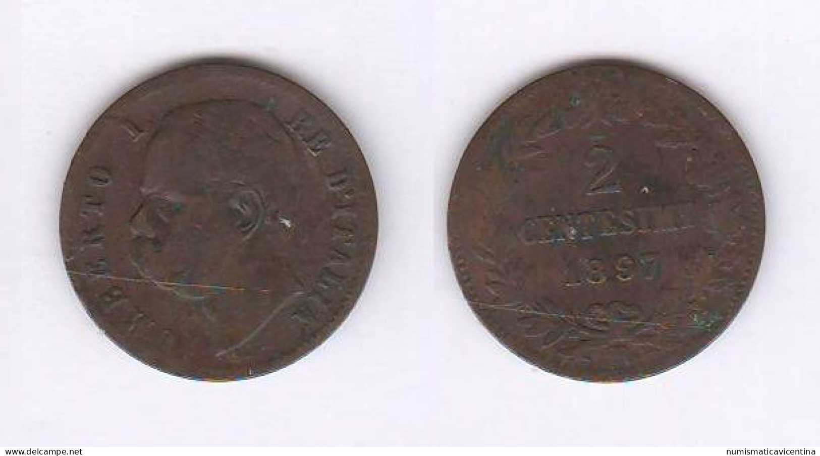 ITALIA 2 Centesimi 1897 S . R Regno Re Umberto I° Italie Italy - 1878-1900 : Umberto I