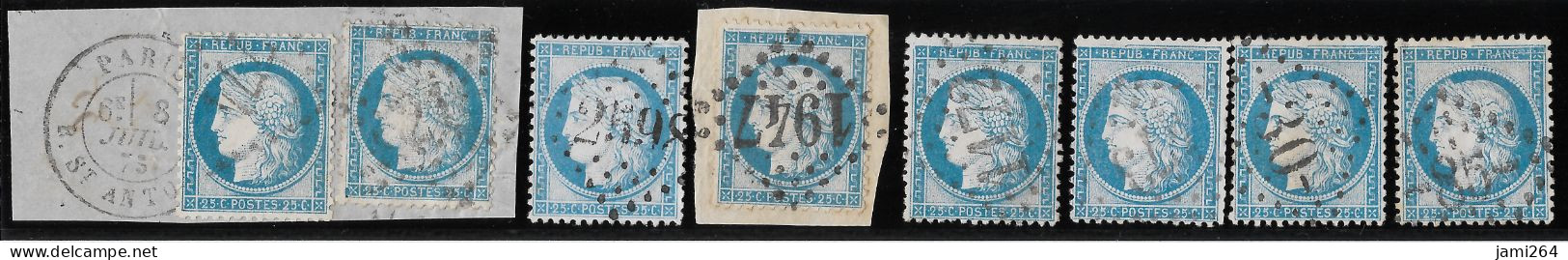 TIMBRES CÉRÈS N° 60 Type 1, N° 31 à 35 G3 ; N°34 ( 2 états) TB - 1871-1875 Cérès