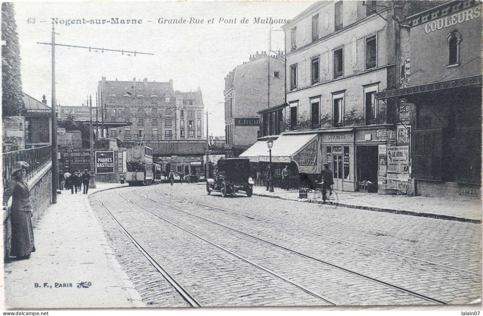 C. P. A. : 94 : NOGENT SUR MARNE : Grande Rue Et Pont De Mulhouse, "Couleurs", "CRED", Animé - Nogent Sur Marne