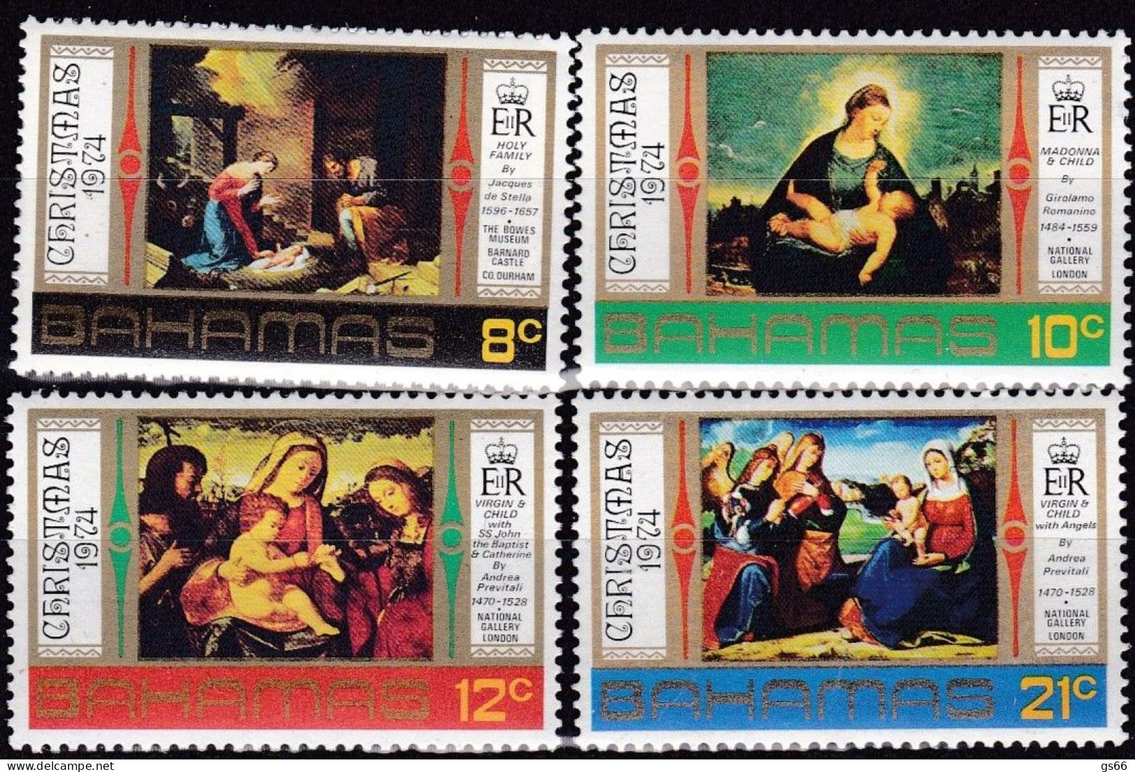 Bahamas, 1974, 374/77, Weihnachten: Gemälde.  MNH ** - Bahama's (1973-...)