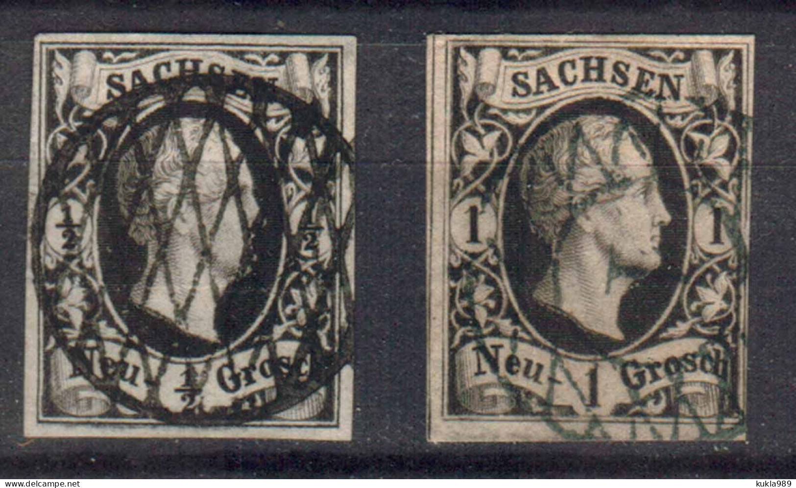 GERMANY SAXONY STAMPS. 1851 , Mi.#3,4, USED - Saxe