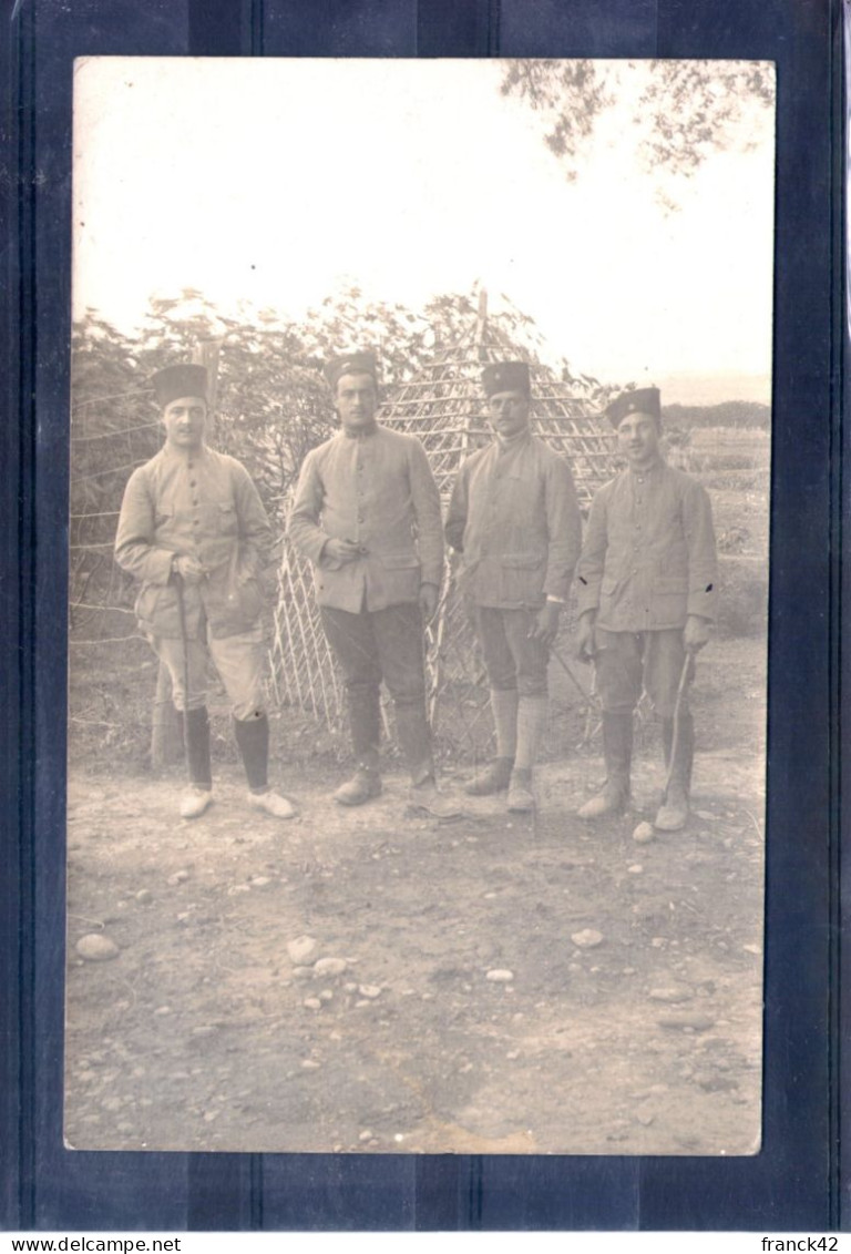 Carte Photo. 4 Soldats. Artilleurs D'afrique. Maroc - Régiments