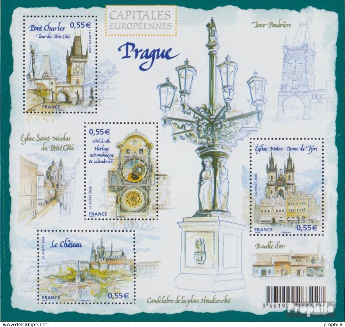 Frankreich Block99 (kompl.Ausg.) Postfrisch 2008 Hauptstädte Europas - Prag - Unused Stamps