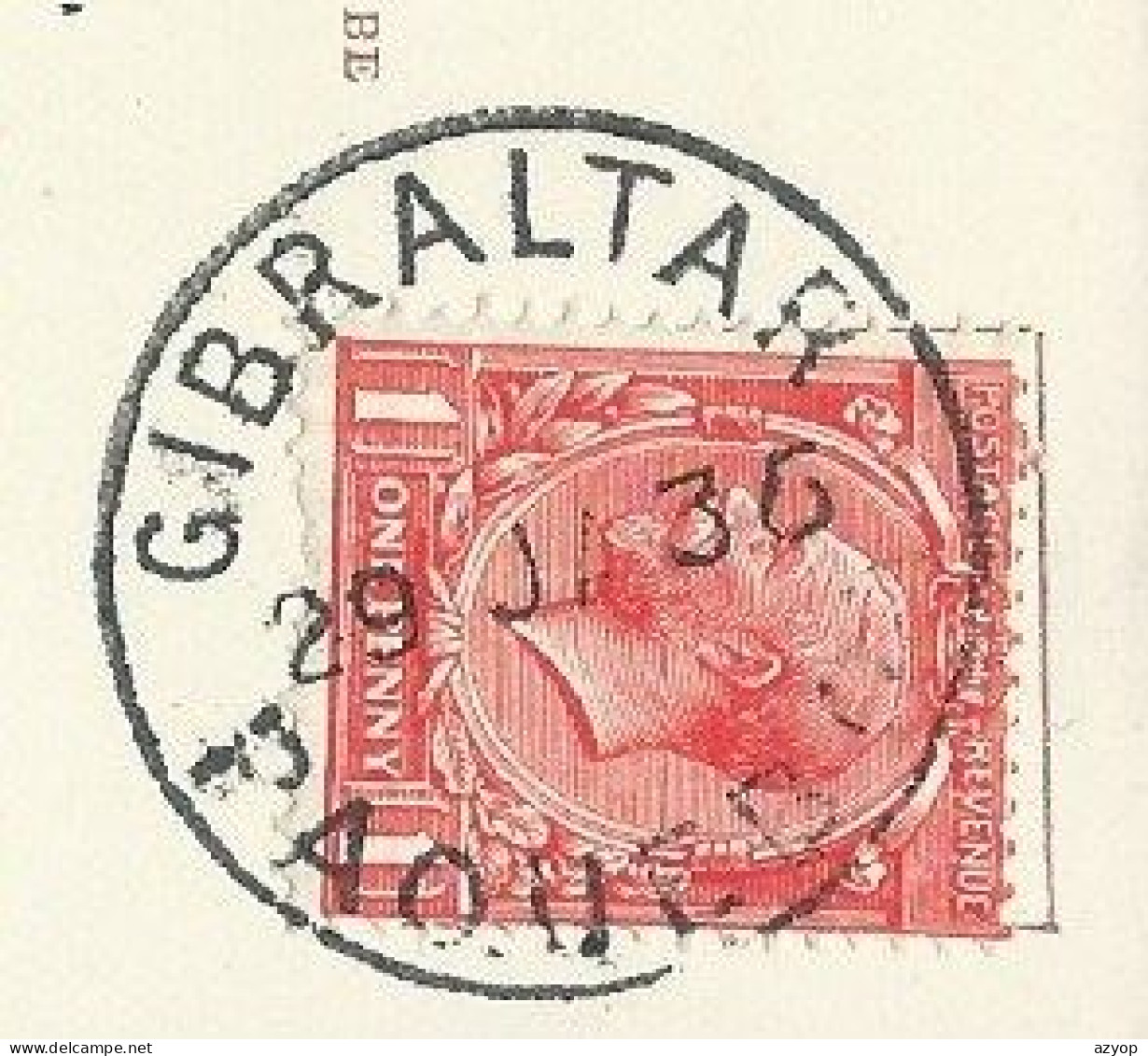 Sur CP - P. & O. Electric Ship Strathnaver - Cachet GIBRALTAR PAQUEBOT - 1 Penny - Postage Revenue - 1936 - 3 Scans - Gibraltar