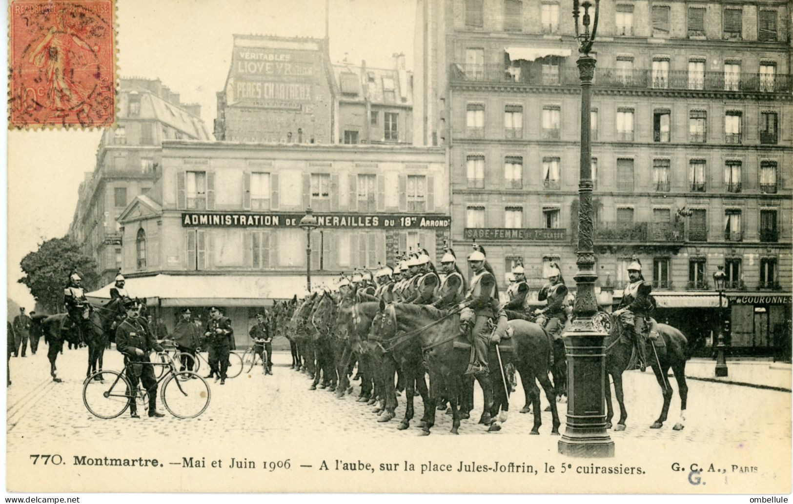 Montmartre. Mai Et Juin 1906. A L'aube Sur La Place Jules Joffrin. Le 5e Cuirassiers. - Arrondissement: 18