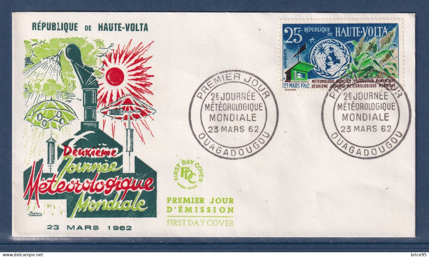 Haute Volta - Premier Jour - FDC - Deuxième Journée Météorologique Mondiale - 1962 - Obervolta (1958-1984)