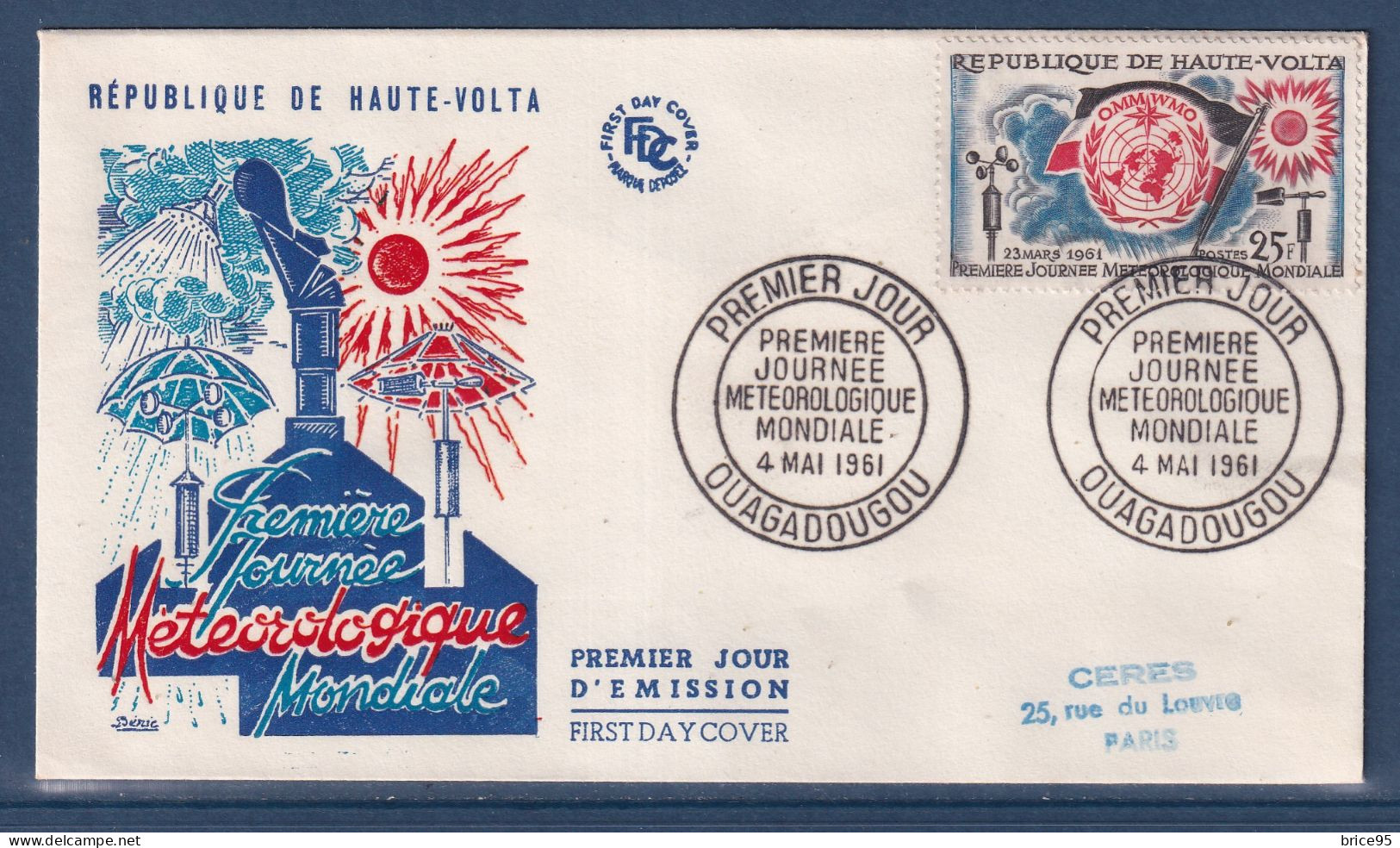 Haute Volta - Premier Jour - FDC - Première Journée Météorologique Mondiale - 1961 - Obervolta (1958-1984)