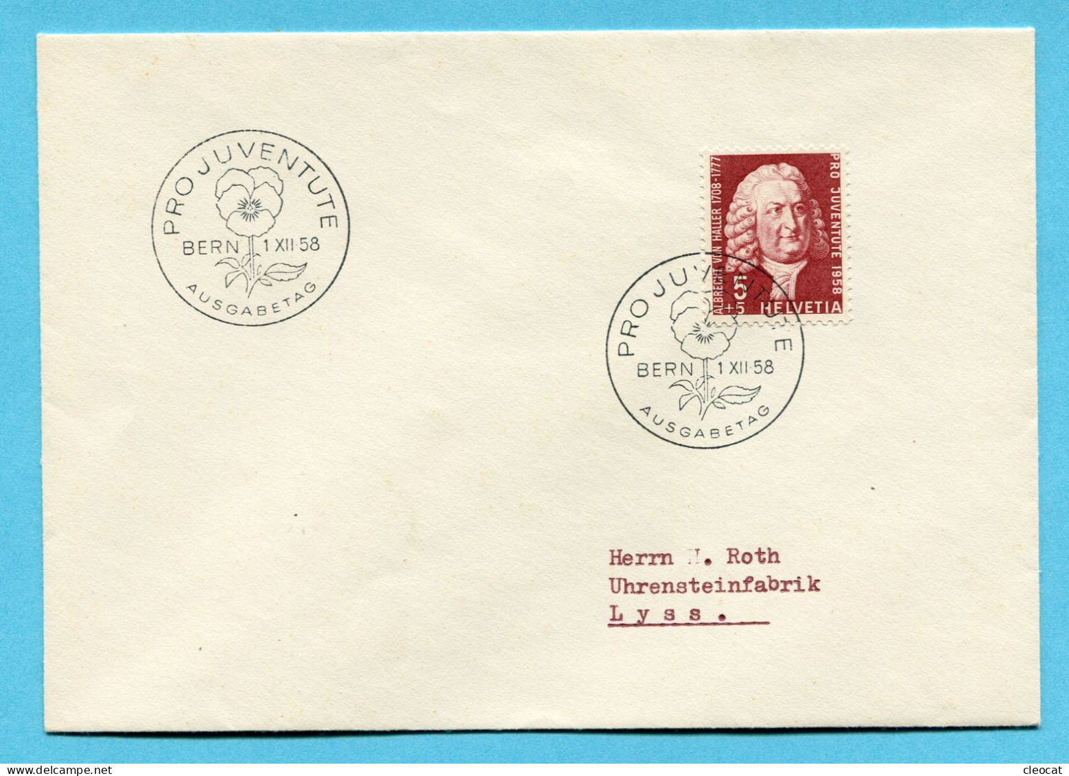Ersttagsbrief Pro Juventute 1958 Mit Einzelfrankatur SBK Nr. 173 - Storia Postale