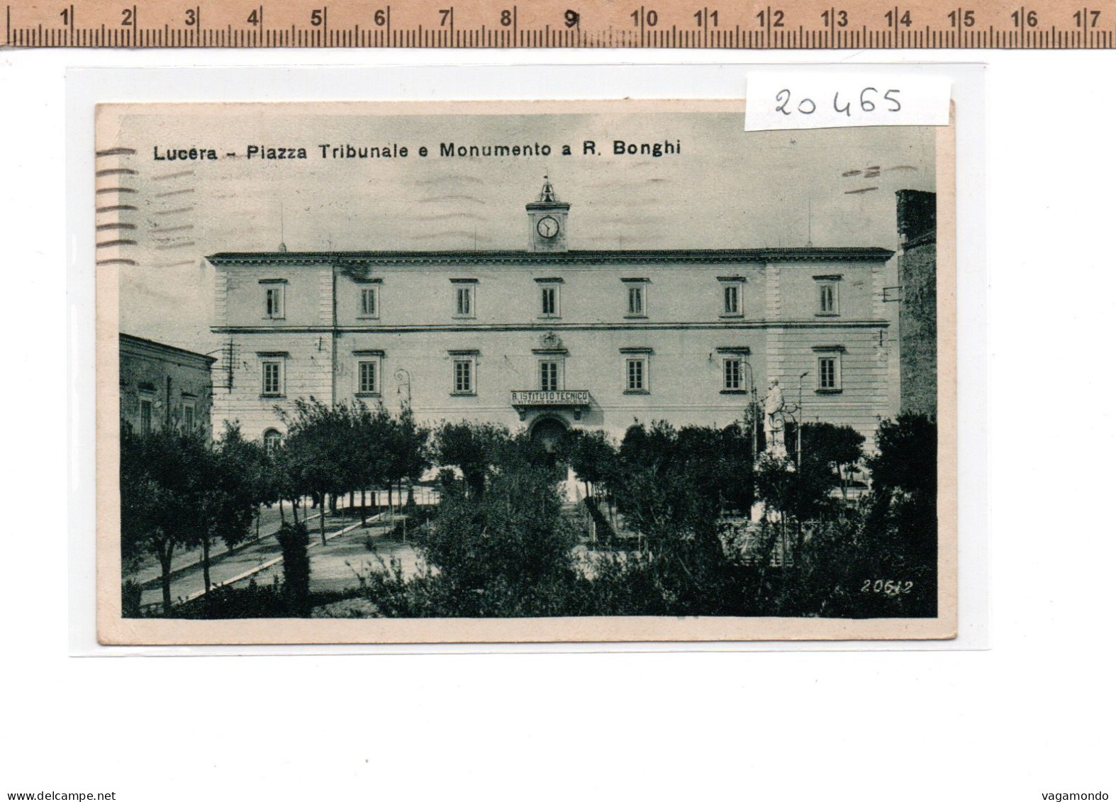 20465  LUCERA PIAZZA TRIBUNALE MONUMENTO R BONGHI 1935 - Foggia