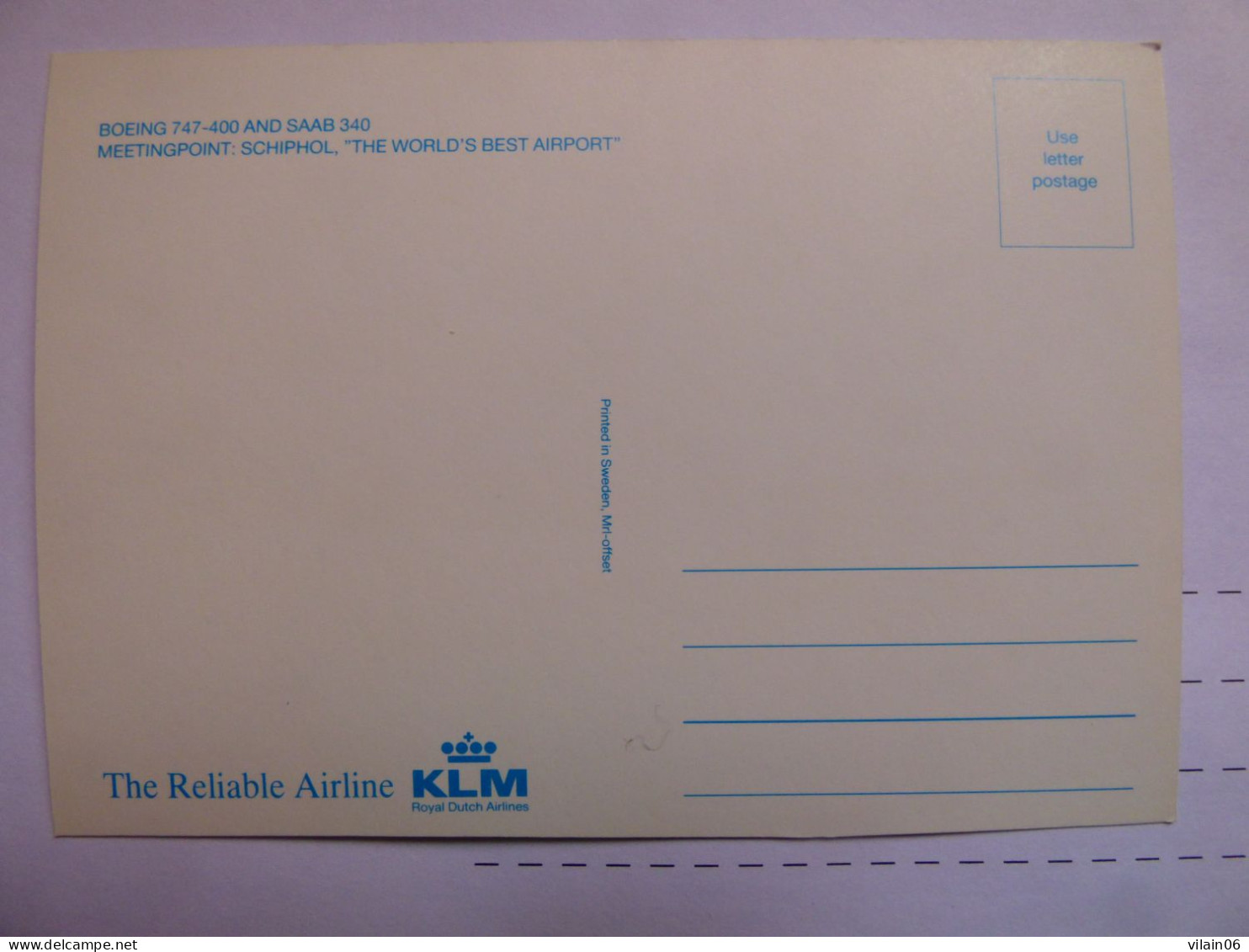 KLM B 747 /  NETHERLINES  SAAB 340      /   AIRLINE ISSUE / CARTE COMPAGNIE - 1946-....: Modern Tijdperk