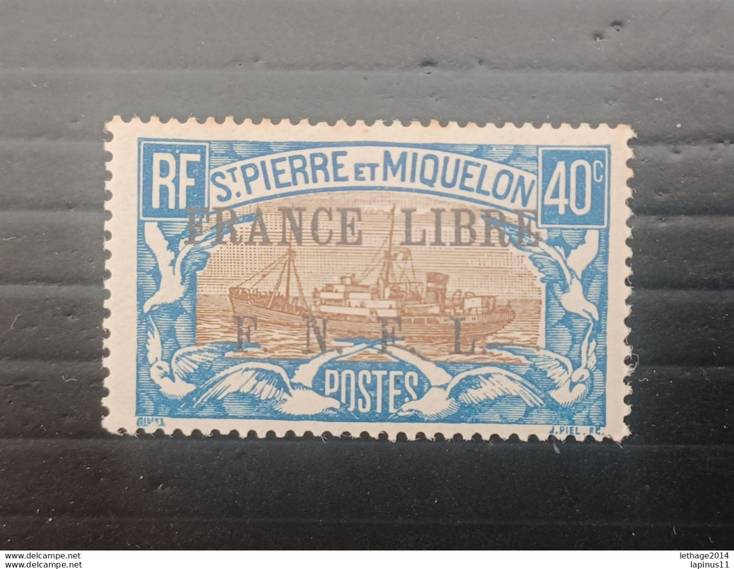 ST PIERRE ET MIQUELLON 1941 STAMPS OF 1922 OVERPRINT FRANCE LIBRE F N F L CAT. YVERT N. 243 MNH - Unused Stamps