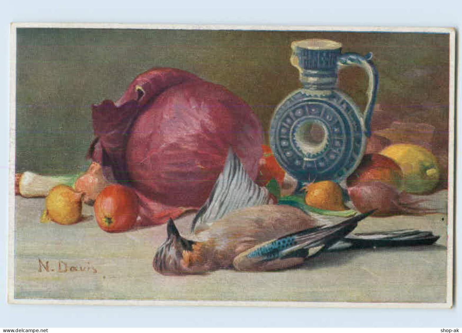 M421/ Stilleben Von N. Davis  Gemüse, Toter Vogel   AK Ca.1912 - Mailick, Alfred