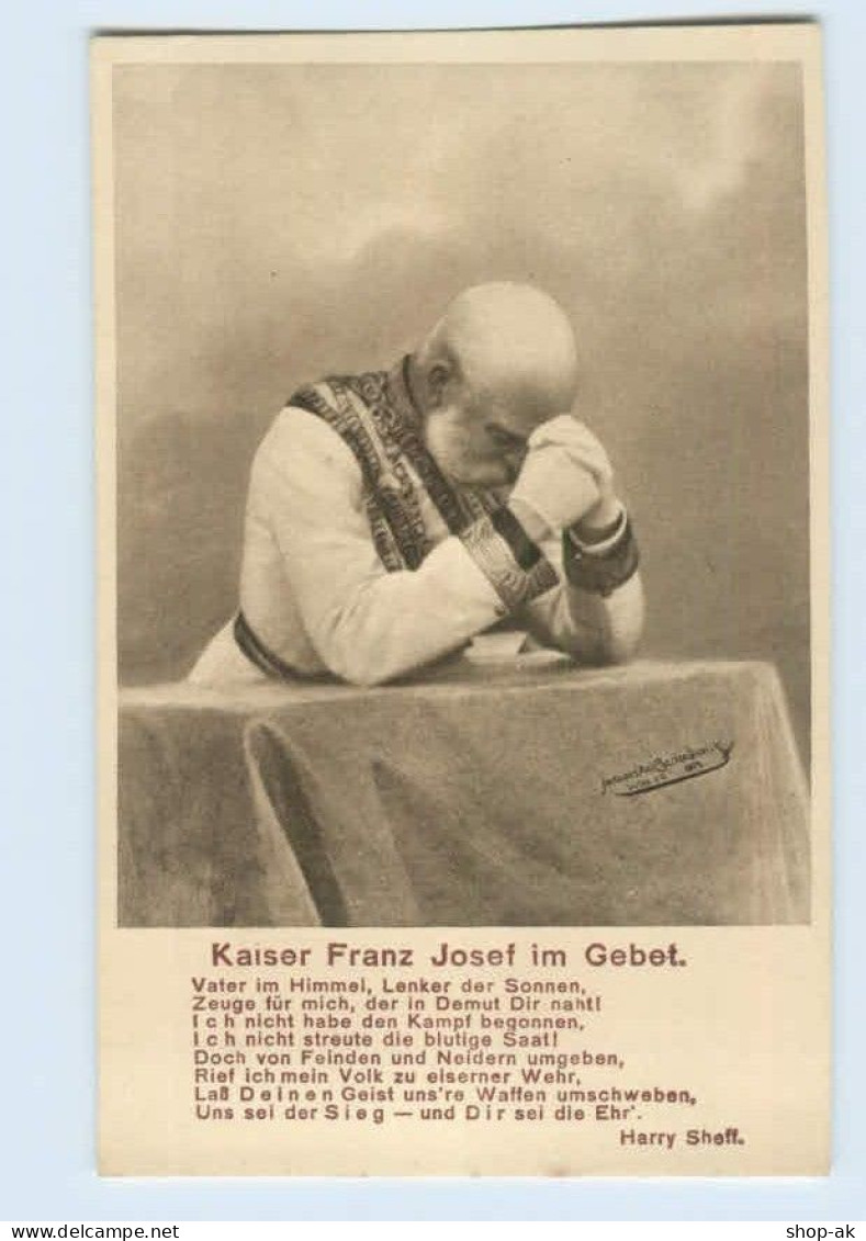 W9S82/ Kaiser Franz Josef Im Gebet AK Ca.1914 - Koninklijke Families
