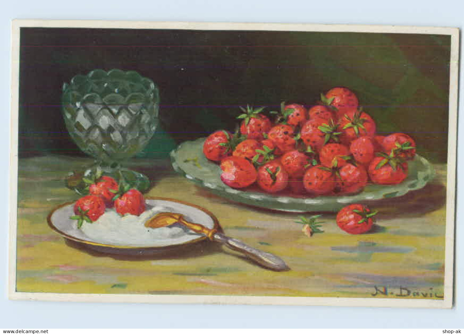 M427/ Stilleben Von N. Davis  Obst Erdbeeren AK Ca.1912 - Mailick, Alfred