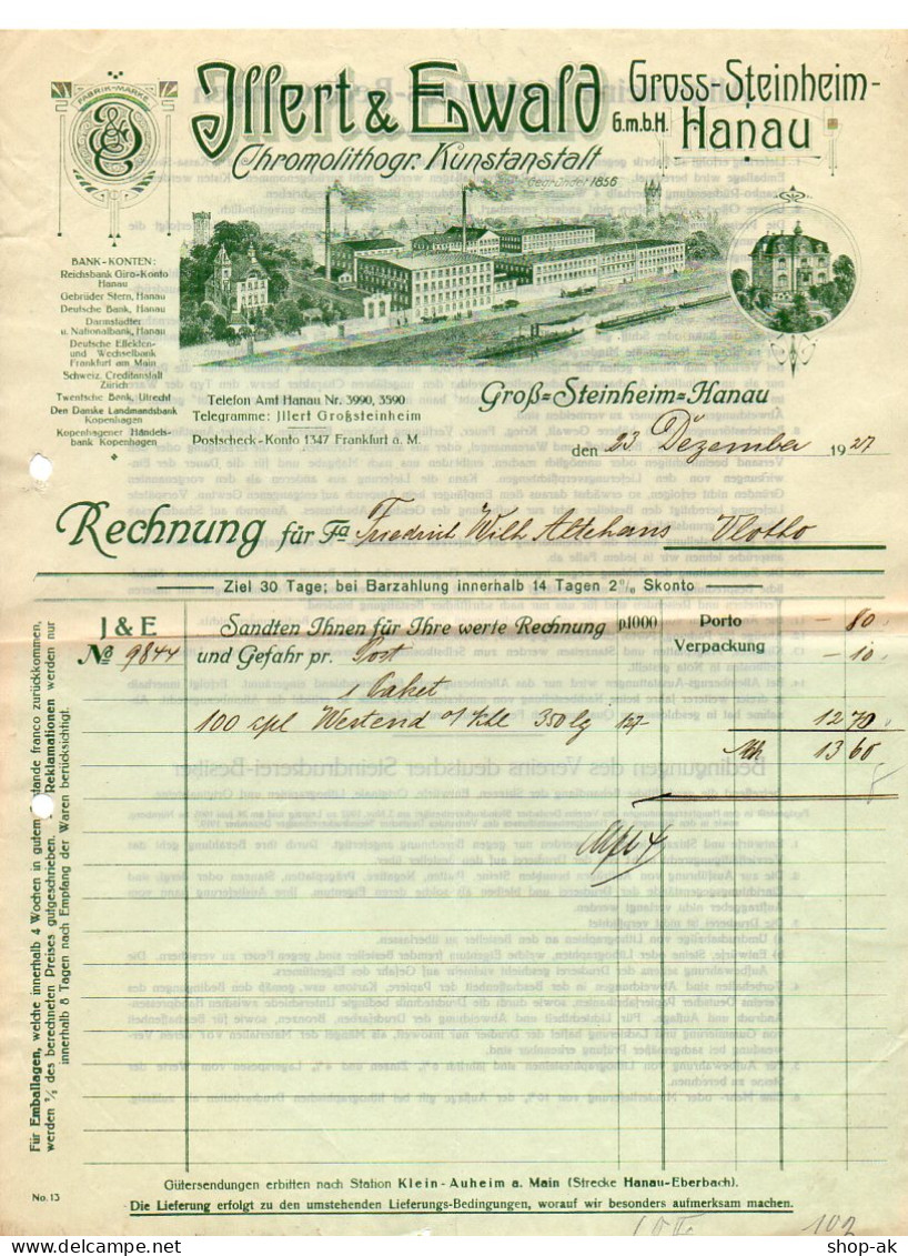 C716/ Rechnung Illert & Ewald  Groß-Steinau  Hanau  Chromolithogr. Kunstanstalt - Other & Unclassified