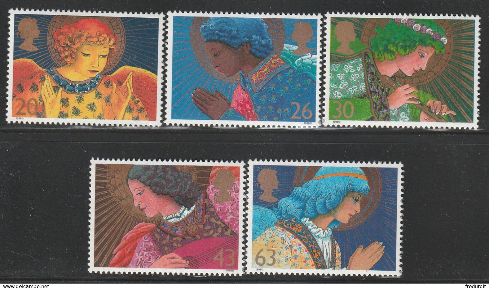 GRANDE BRETAGNE - N°2061/5 ** (1998) Noël : Anges - Unused Stamps