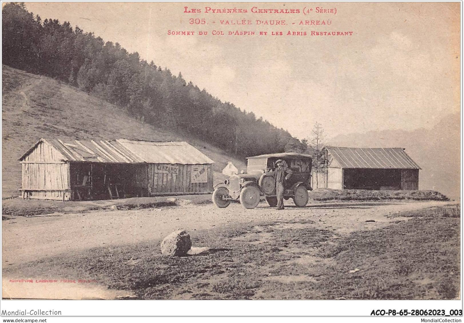 ACOP8-65-0718 - VALLEE D'AURE - ARREAU - Sommet Du Col D'aspin Et Les Abris Restaurant VOITURE AUTOMOBILE - Vielle Aure