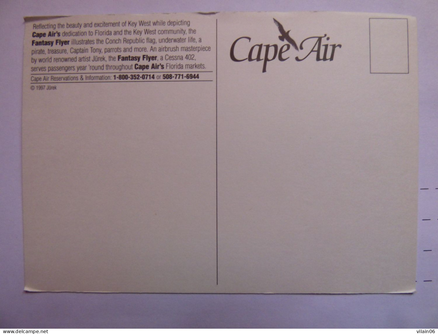 CAPE AIR  CESSNA 402     /   AIRLINE ISSUE / CARTE COMPAGNIE - 1946-....: Ere Moderne