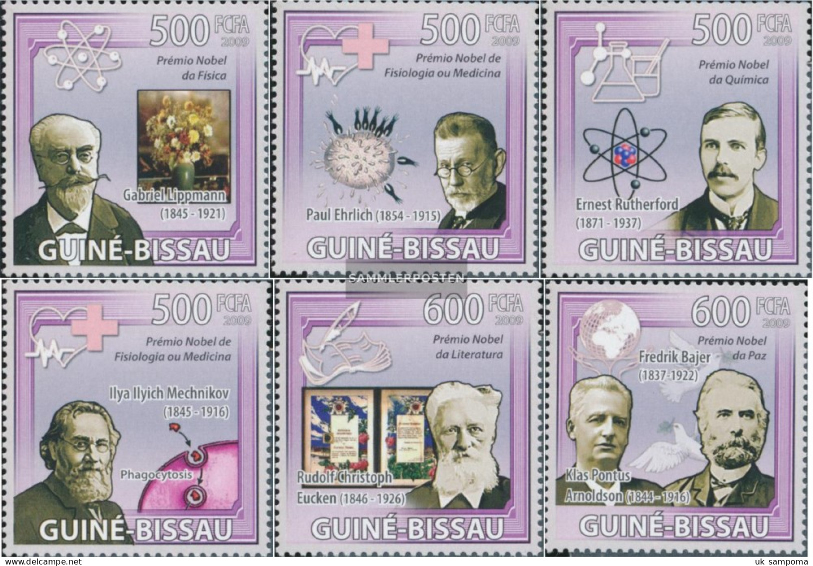 Guinea-Bissau 4321-4326 (complete. Issue) Unmounted Mint / Never Hinged 2009 Nobel Laureates - Guinée-Bissau