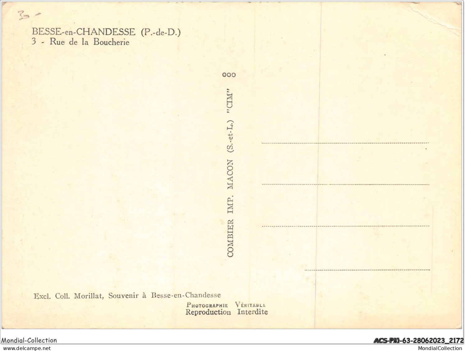 ACSP11-63-1095 - BESSE-EN-CHANDESSE - Rue De La Boucherie - Besse Et Saint Anastaise