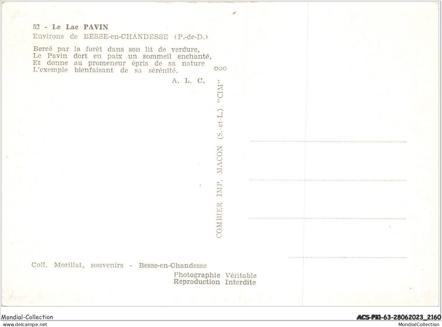 ACSP11-63-1089 - Le Lac PAVIN - Environs De BESSE-EN-CHANDESSE - Besse Et Saint Anastaise