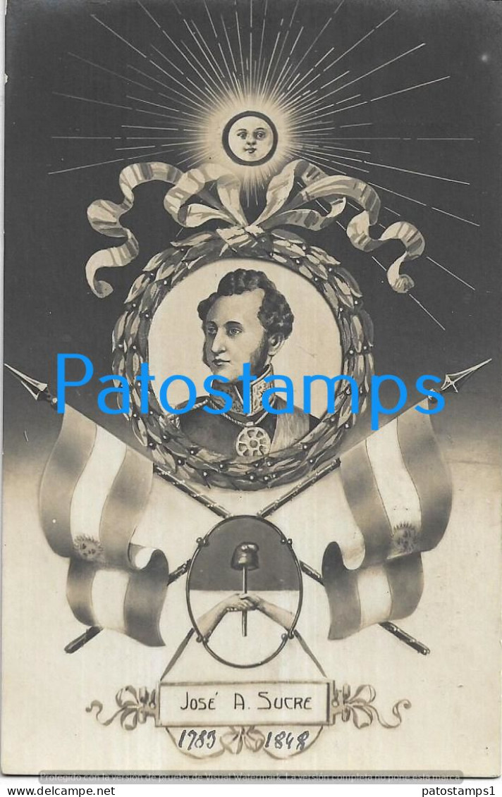 227496 ARGENTINA CENTENARY CENTENARIO PATROTIC FLAG HERALDRY PROCER JOSE A. SUCRE POSTAL POSTCARD - Argentina