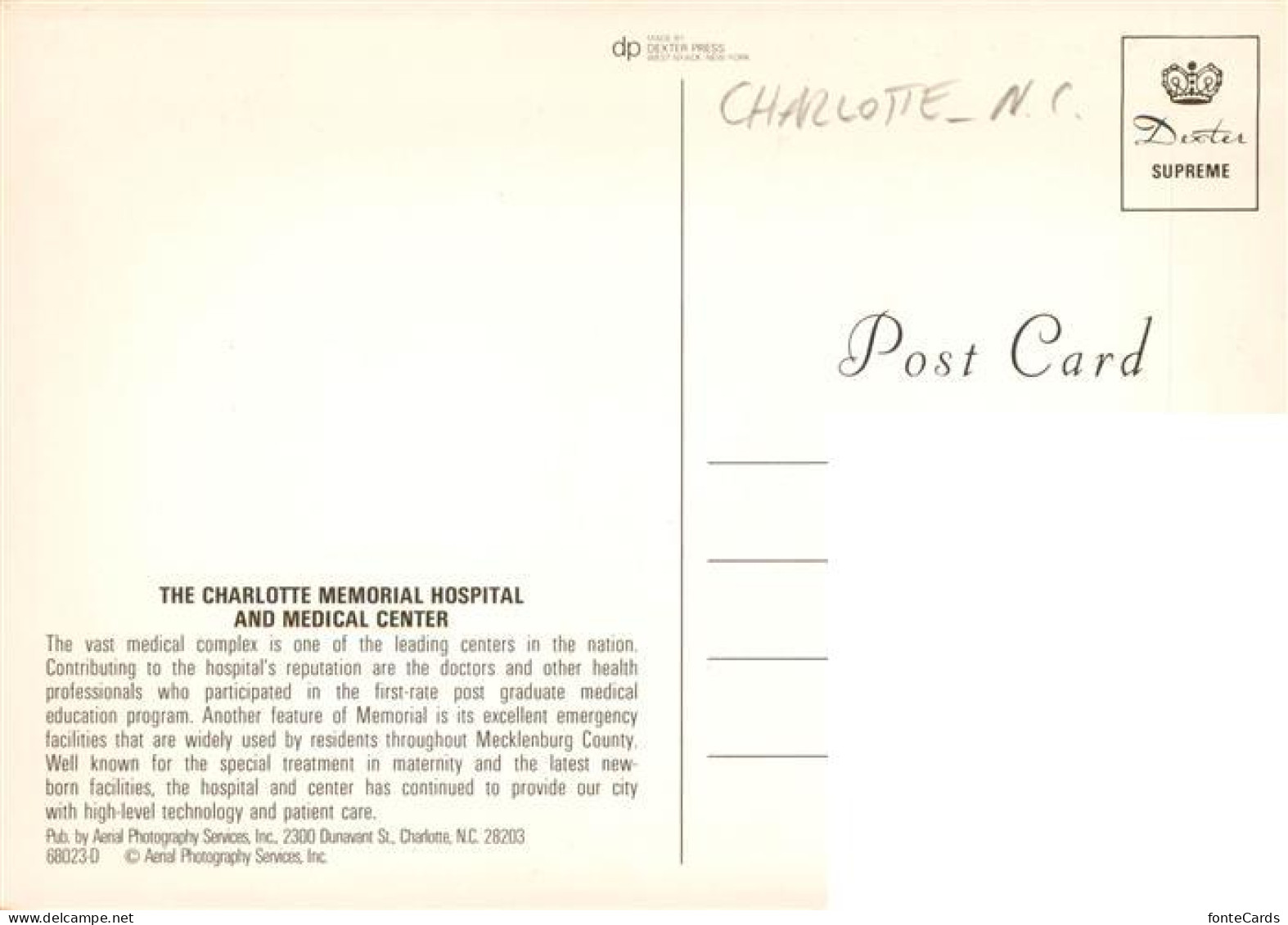 73941389 Charlotte_North_Carolina_USA The Charlotte Memorial Hospital And Medica - Altri & Non Classificati