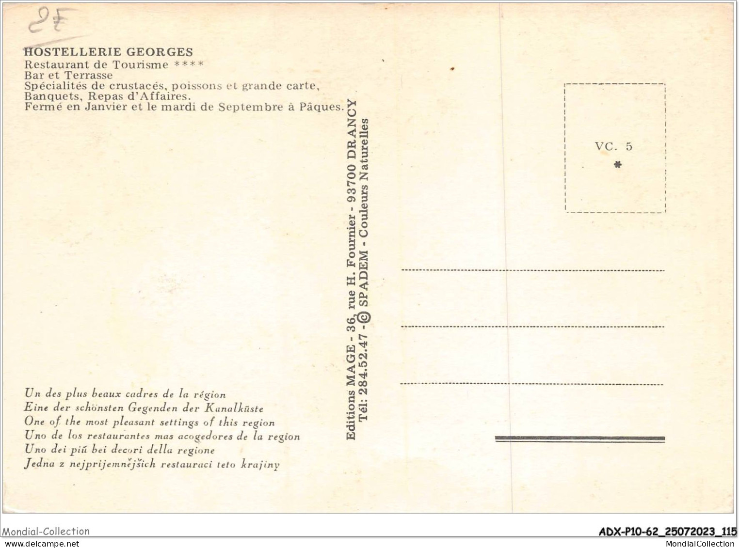 ADXP10-62-0877 - MERLIMONT-VILLE - Hostellerie Georges - Montreuil