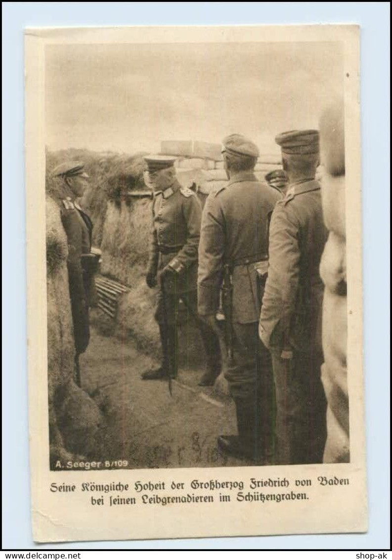 W8Q96/ Großherzog Friedrich V. Baden Im Schützengraben  Rotes Kreuz  AK WK1 - Guerra 1914-18