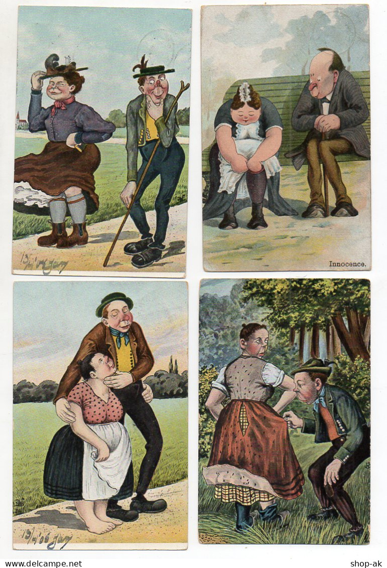 Y5317/ 4 X Humor AK Mann Und Frau Karikaturen 1905/06 - Humour