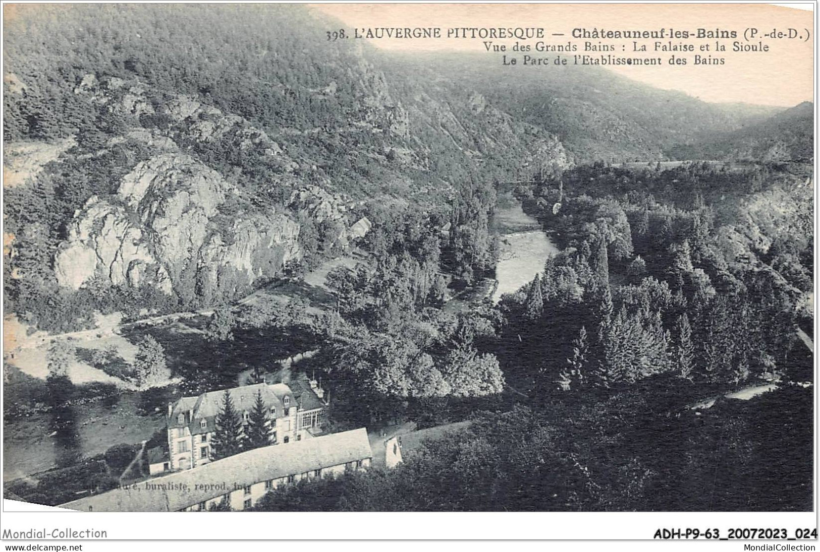 ADHP9-63-0801 - CHATEAUNEUF-LES-BAINS - Vue Des Grands Bains - La Falaise Et La Sioule - Le Parc - Riom