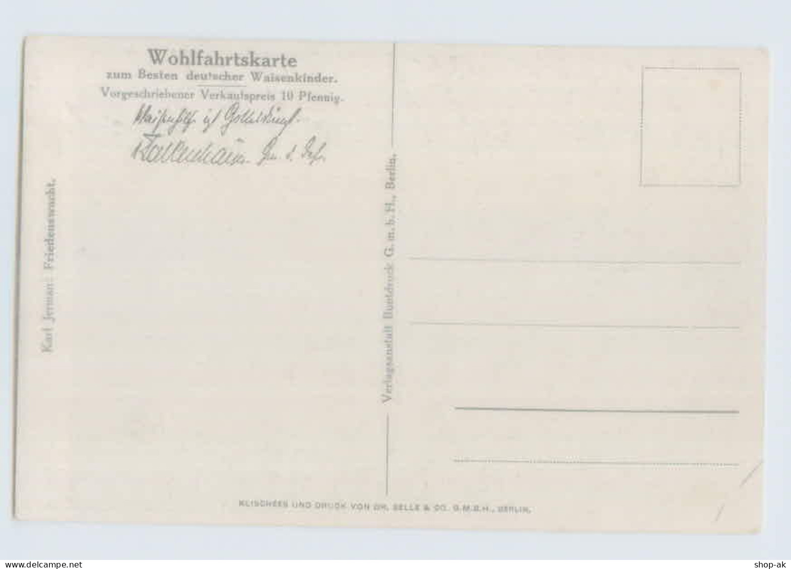 W9Y14/ Wohlfahrtskarte Zum Besten Dt. Waisenkinder AK Skulptur Ca.1915 - Guerra 1914-18